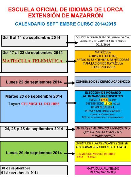 Últimos días de matrícula de la Escuela Oficial de Idiomas