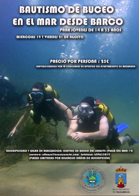 Bautismos de buceo para jóvenes de 14 a 35 años