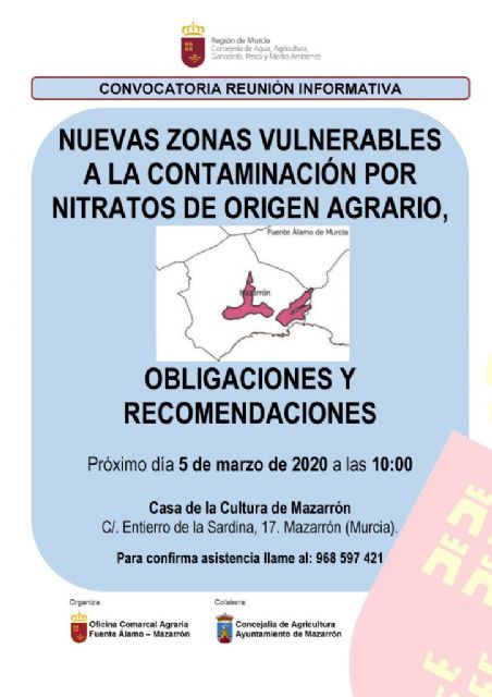 Los agricultores podrán informarse de las nuevas zonas vulnerables a la contaminación por nitratos