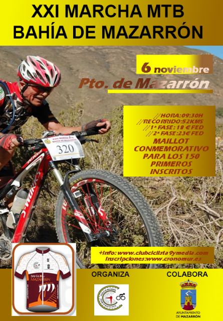 300 ciclistas participarán en la XXI marcha MTB Bahía de Mazarrón