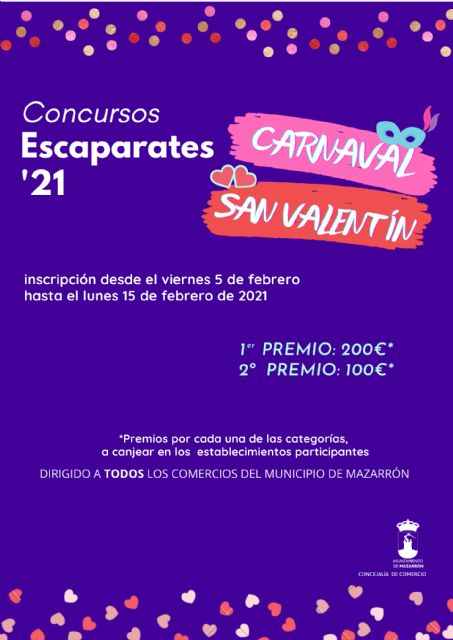 Abierto el plazo de inscripción para los concursos de escaparates de Carnaval y San Valentín