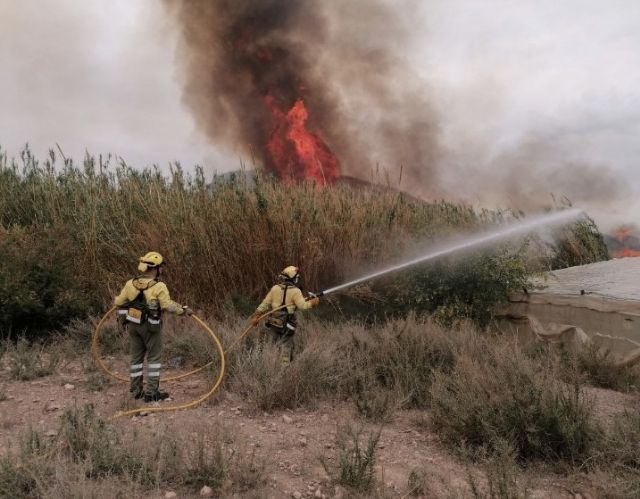 Incendio de cañas y matorral en Mazarrón