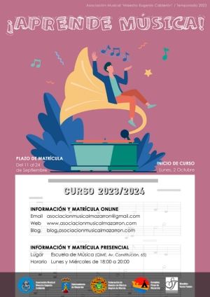 Comienza el periodo de matrícula en la Escuela de Música de Mazarrón