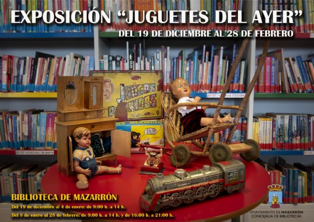 La biblioteca de Mazarrón alberga la exposición 'Juguetes del ayer'