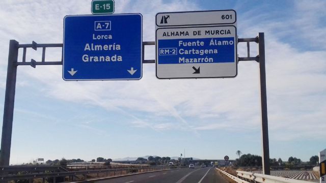 La Autovía del Mediterráneo ya muestra en su enlace 601 el destino “Mazarrón”