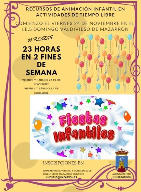 Juventud organiza un curso de animación infantil para actividades de tiempo libre