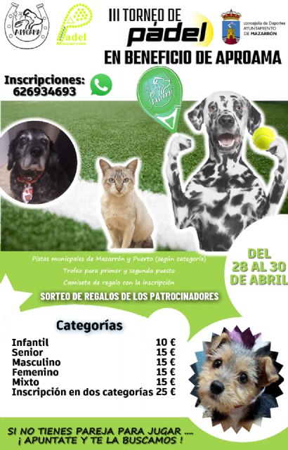 III torneo de pádel en beneficio de Aproama