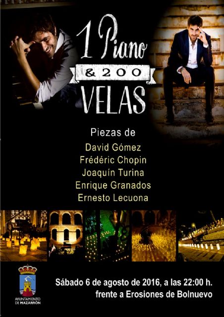 'Un piano y 200 velas' llega a Bolnuevo la noche del 6 de agosto